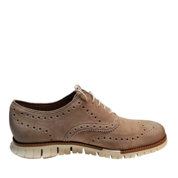 Cole Haan Mens Shoes Zerogrand Leather Wing Tip Brogue Oxfords Warm Stucco - Picture 3 of 7